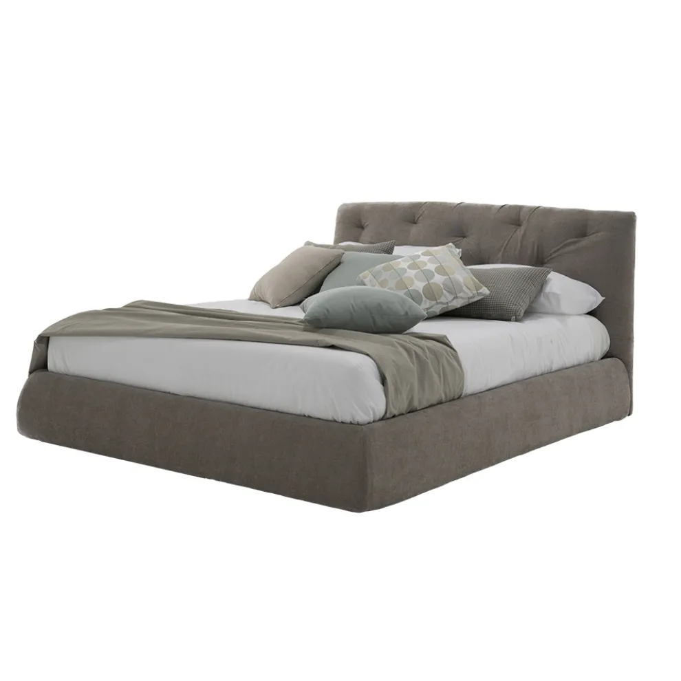 Gepolstertes Doppelbett mit Box aus Kunstleder oder Stoff Made Italy - Nasenpolster
