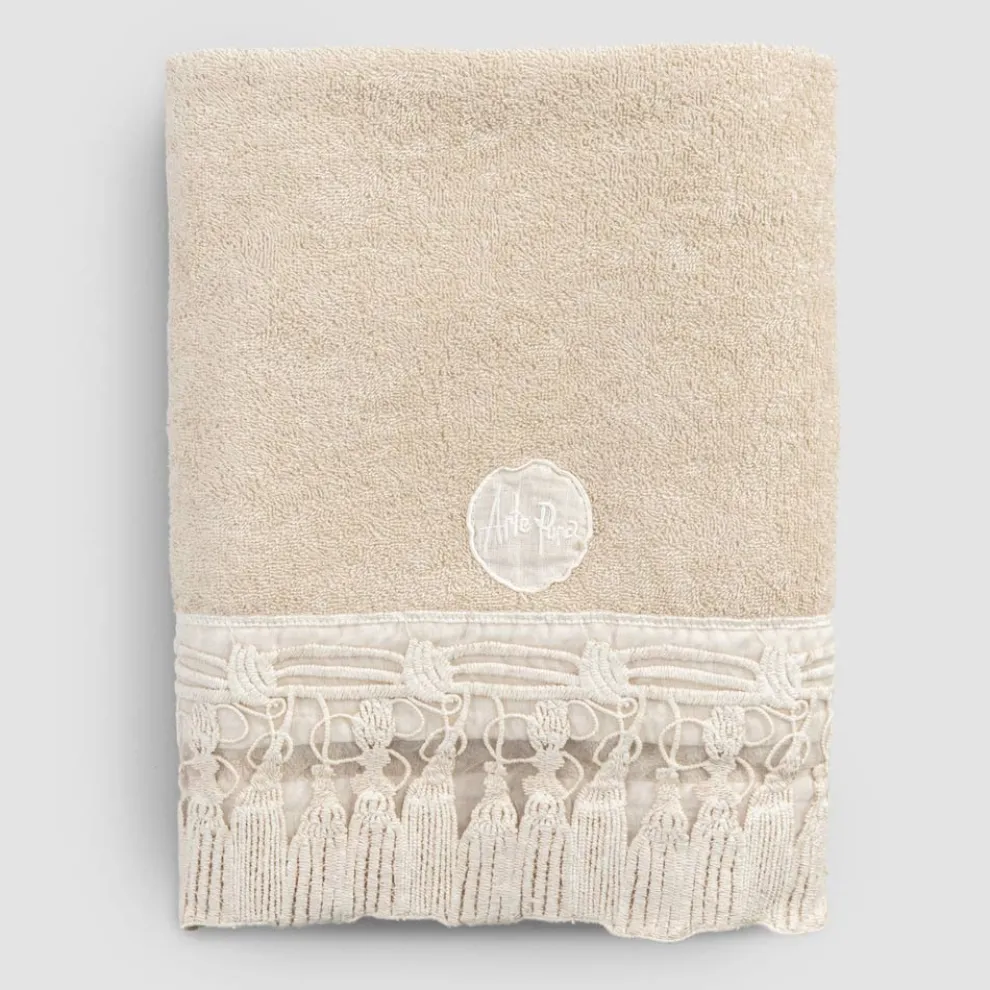 Baumwolle Terry Badetuch mit italienischer Luxus Quaste Spitze - Arafico