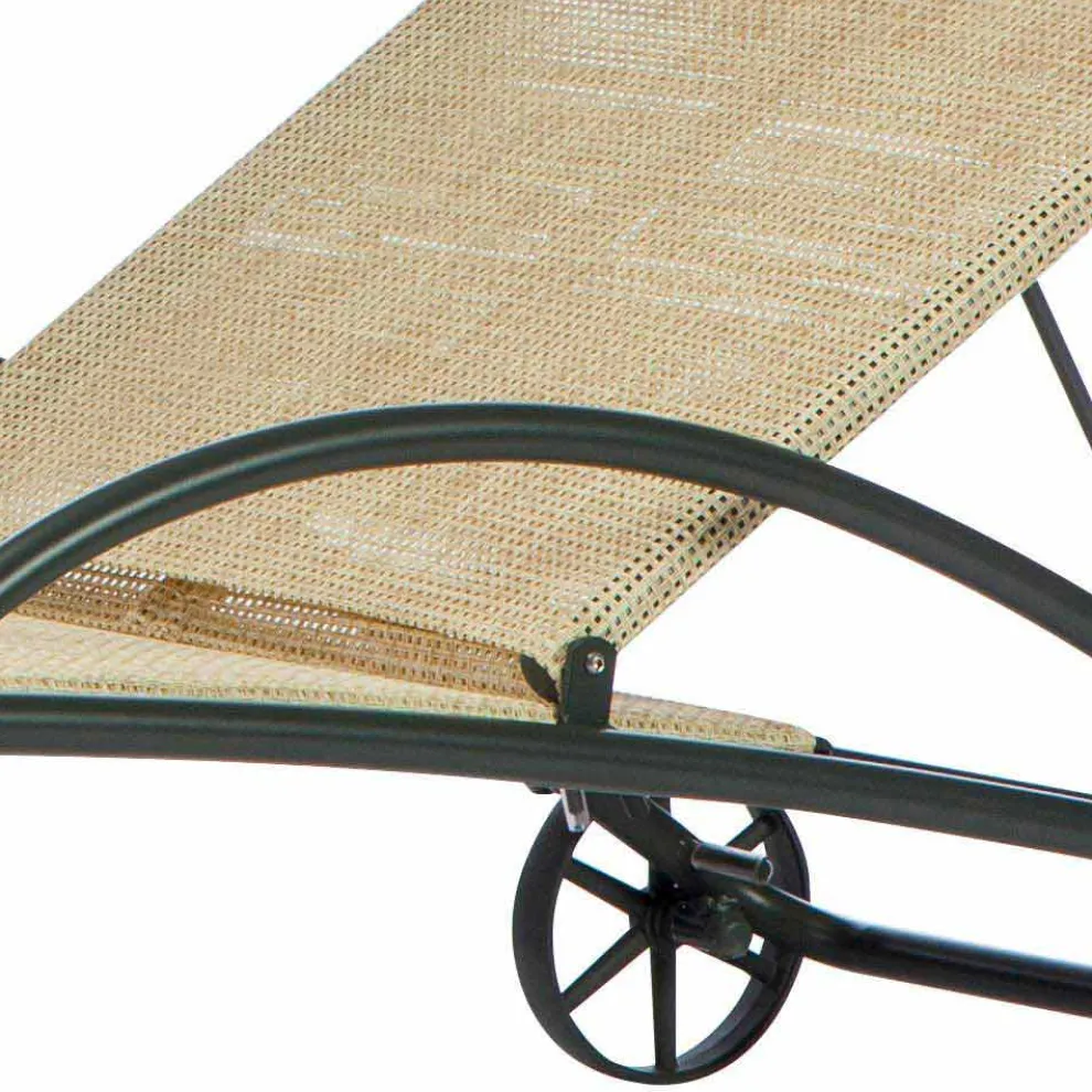 2 stapelbare Outdoor-Chaiselongues aus Metall und Stoff Made in Italy - Perlo