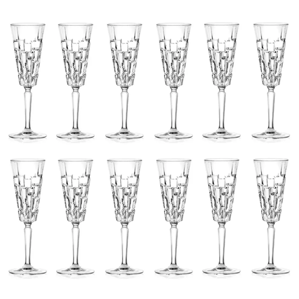 Luxuriöses Eco-dekoriertes Kristallflötenkelchset 12-teilig - Catania