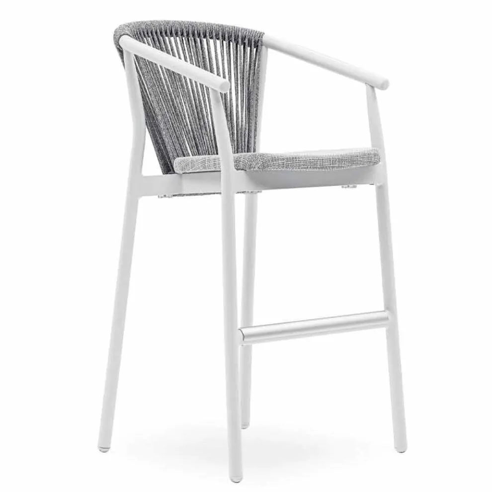 Stapelbarer Gartenhocker aus Aluminium und technischem Stoff - Smart von Varaschin