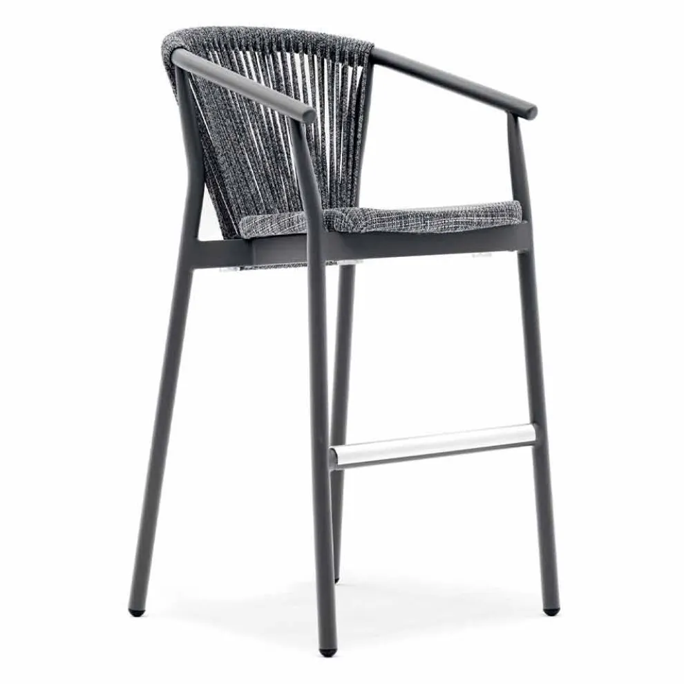 Stapelbarer Gartenhocker aus Aluminium und technischem Stoff - Smart von Varaschin