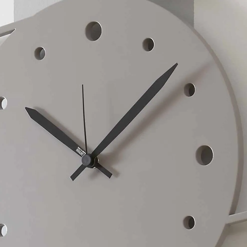 Große moderne Design Wanduhr in farbigem Rundholz - Vögel