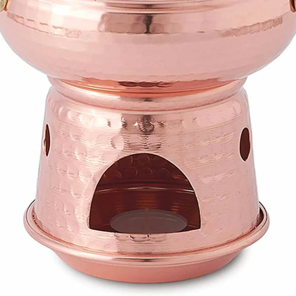 Abgerundete Pfanne für Sauce in handverzinntem Kupferboden und Deckel - Gianmatteo