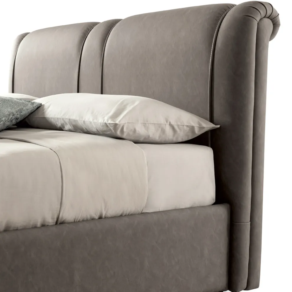 Modernes Doppelbett mit Box aus feuerfestem Leder - Ania