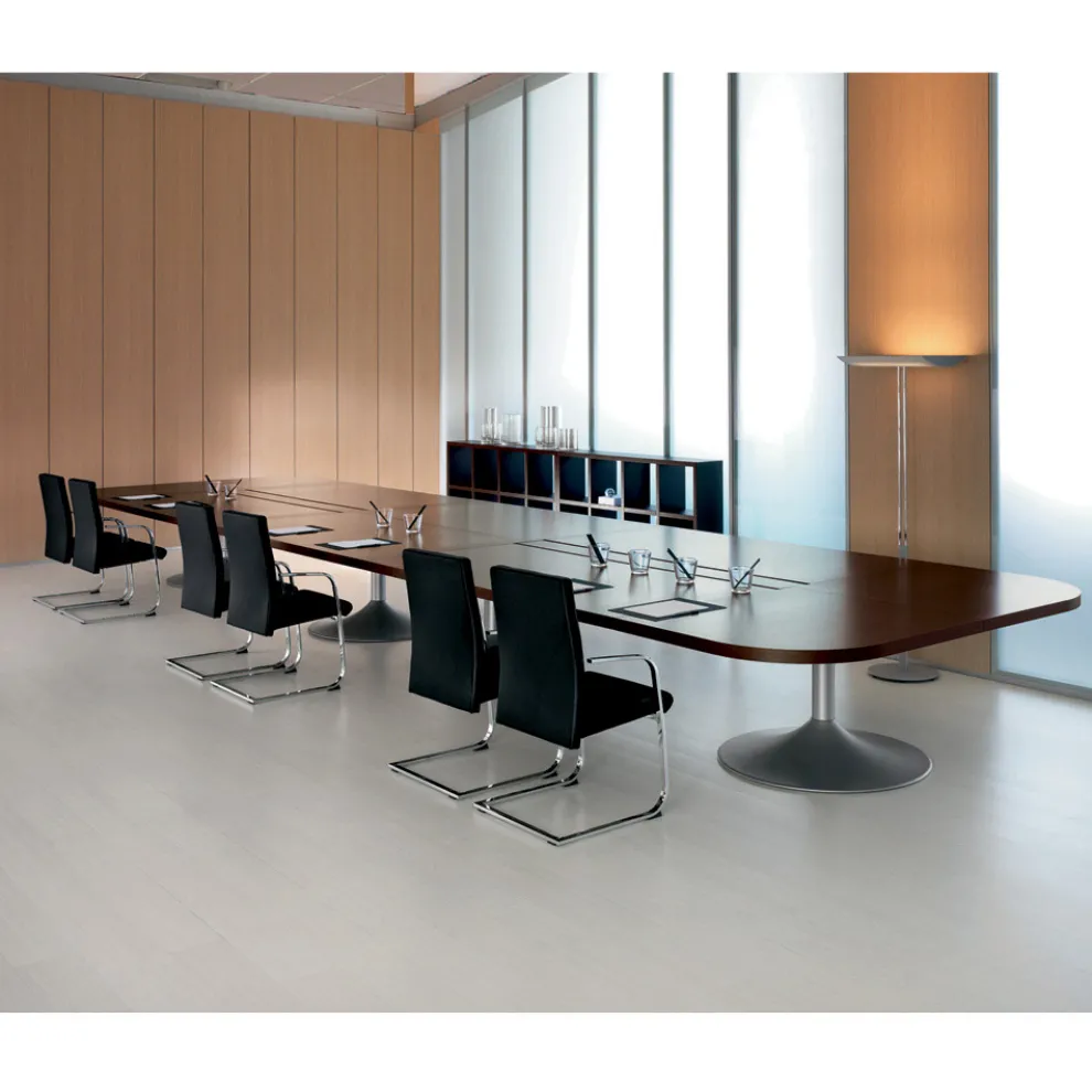 Besprechungstisch aus geformtem Melamin in dunkler Eiche - Gaelle