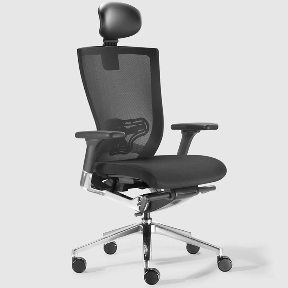 Ergonomischer Bürostuhl mit Rollen aus Stoff und Kunstleder - Takeshi