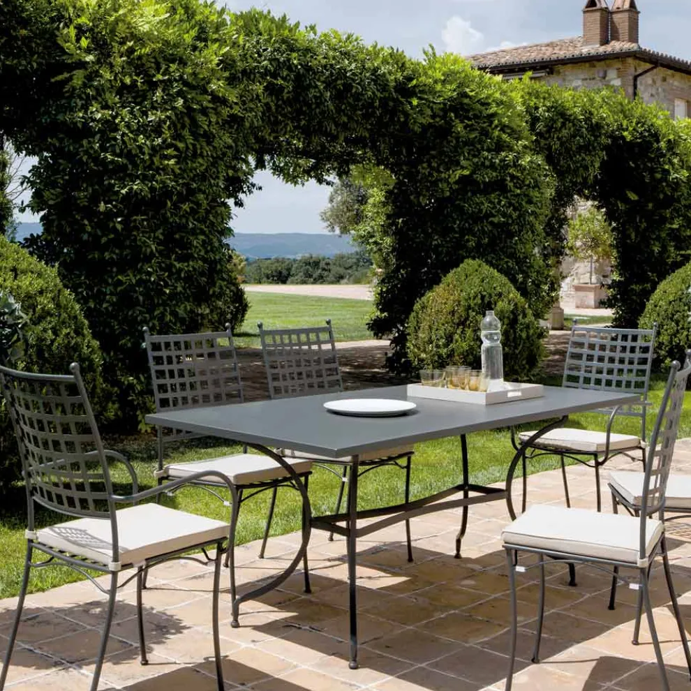 Rechteckiger Gartentisch aus verzinktem Stahl Made in Italy - Sibo