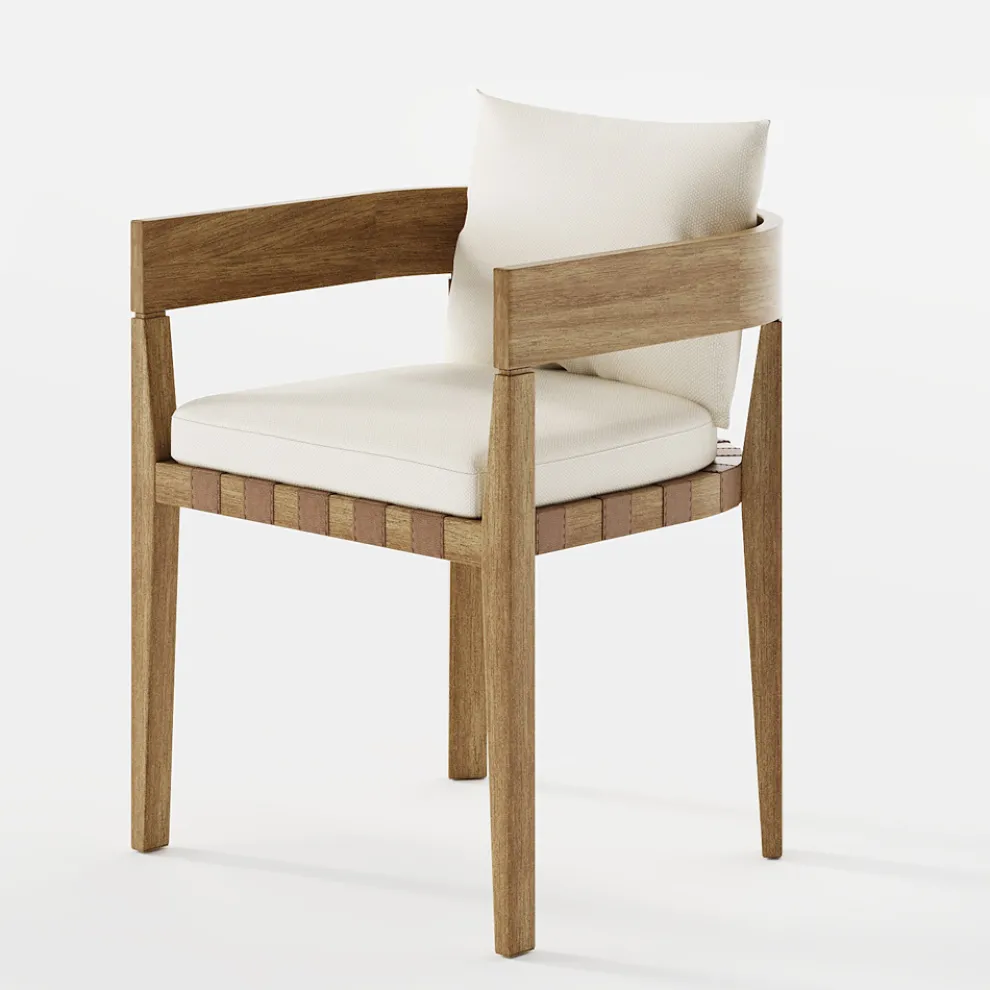 Outdoor-Sessel aus Stoff und Holzrahmen Made in Italy - Briga