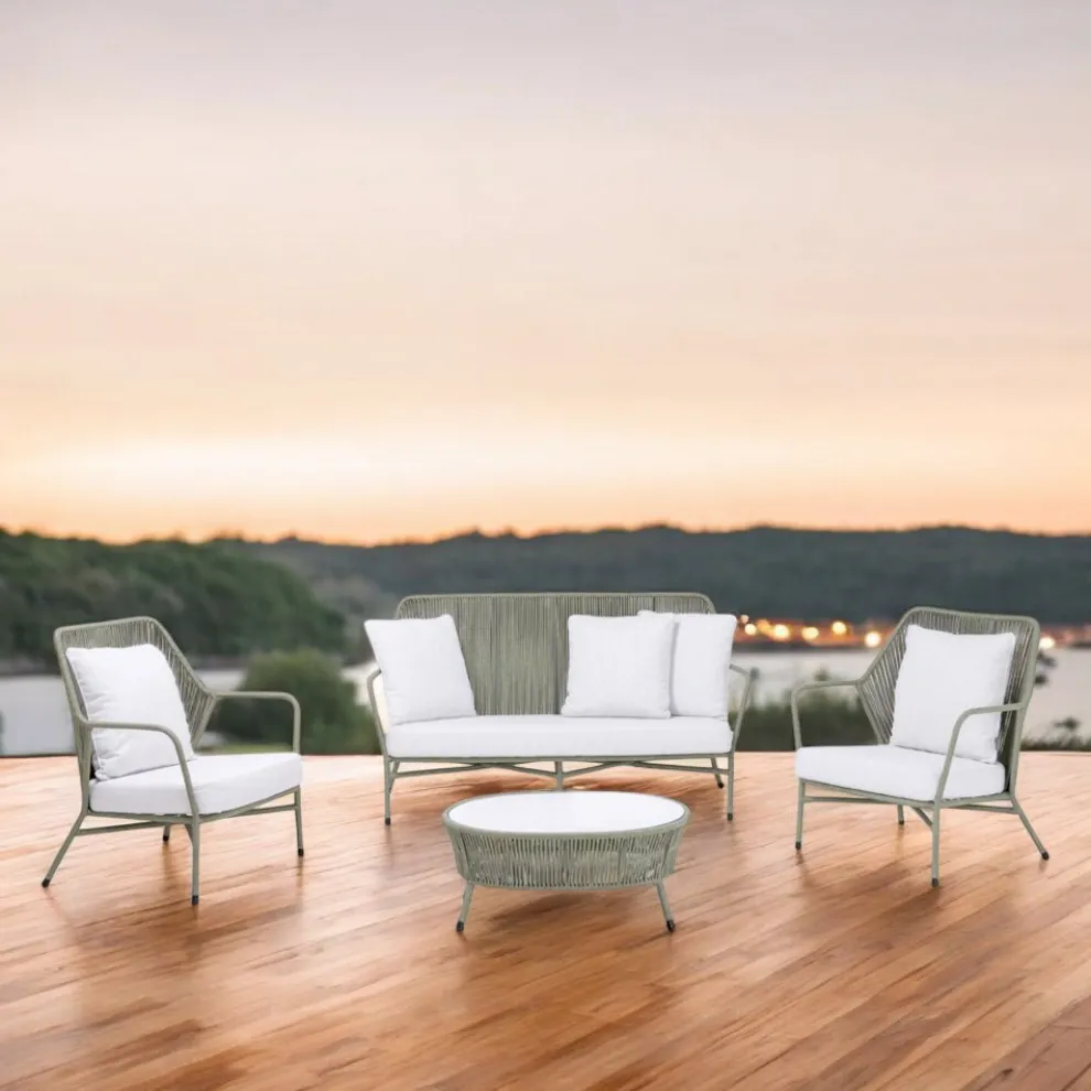 Gartenlounge aus Aluminium und Seilgeflecht - Asteria