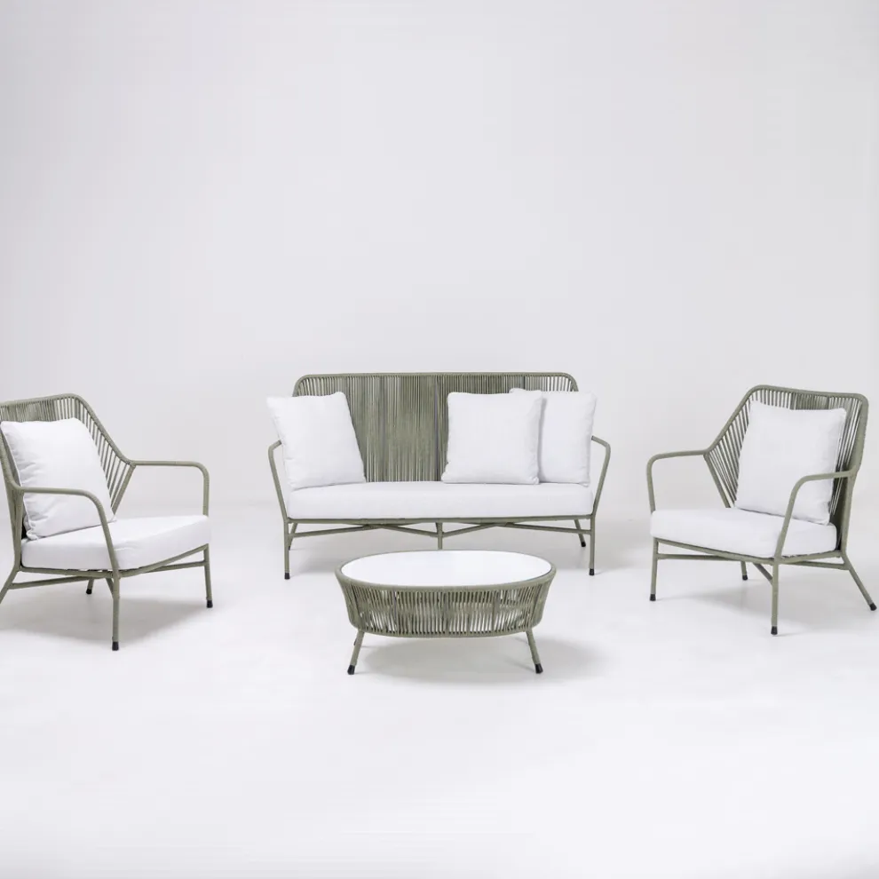 Gartenlounge aus Aluminium und Seilgeflecht - Asteria