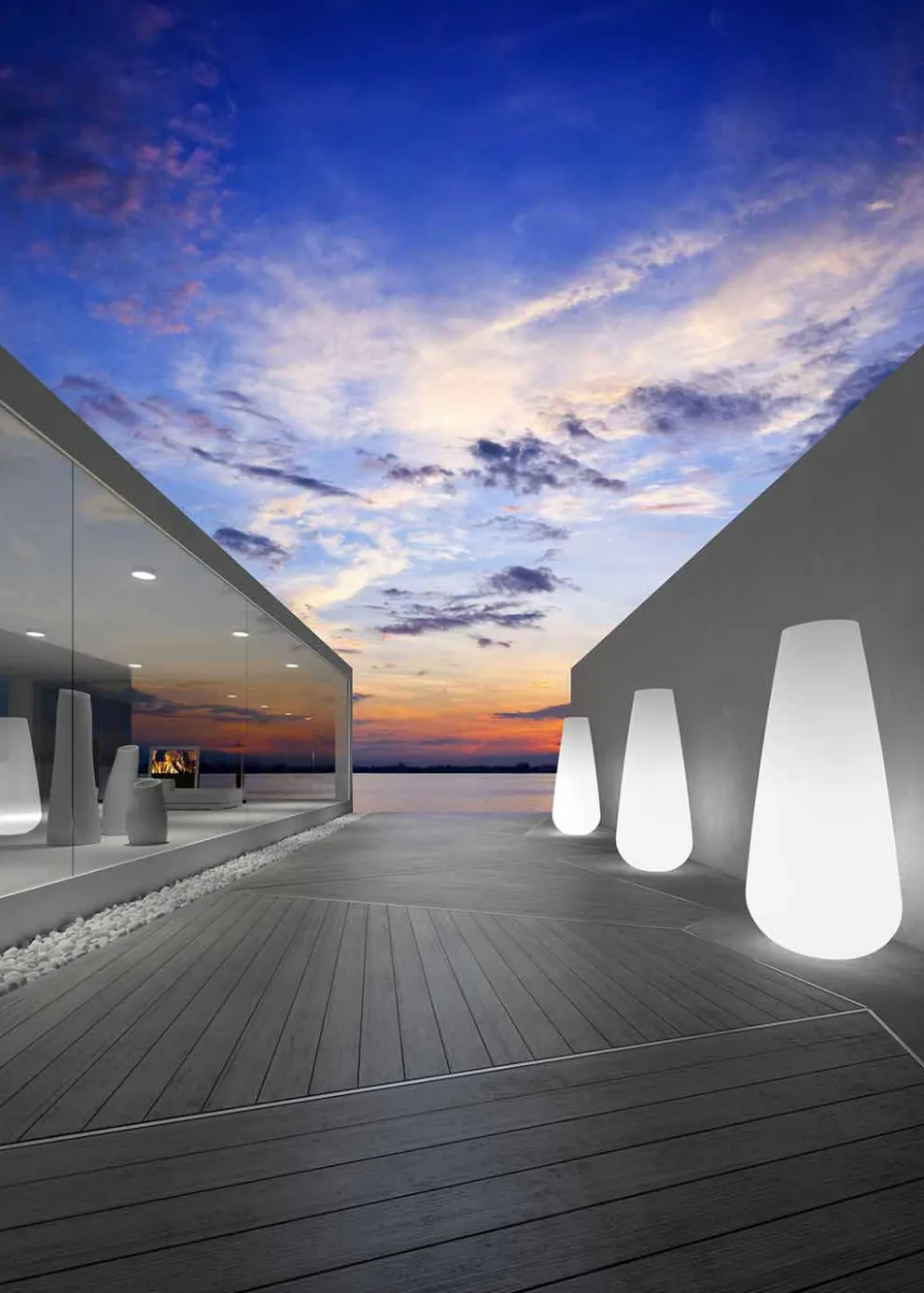 Leuchtvase für Outdoor-Design aus Polyethylen Made in Italy - Menea