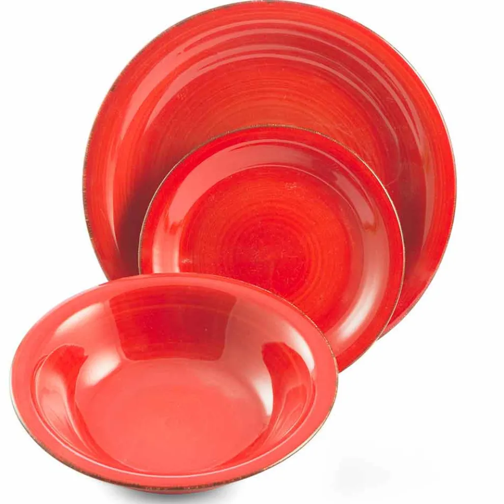 Geschirr mit farbigen Tellern 18 Stück in modernem Steinzeug - Abruzzen