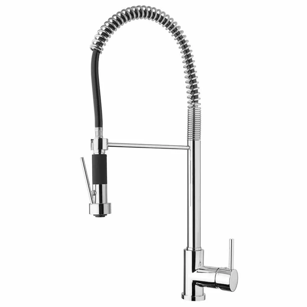 Chrom Messing Spülbecken Mixer mit Dusche Made in Italy - Kondor