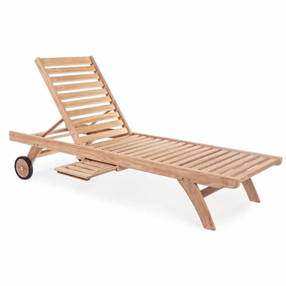Moderne Liege Garten Teak Sonnenliege mit Rädern - Kanarienvogel