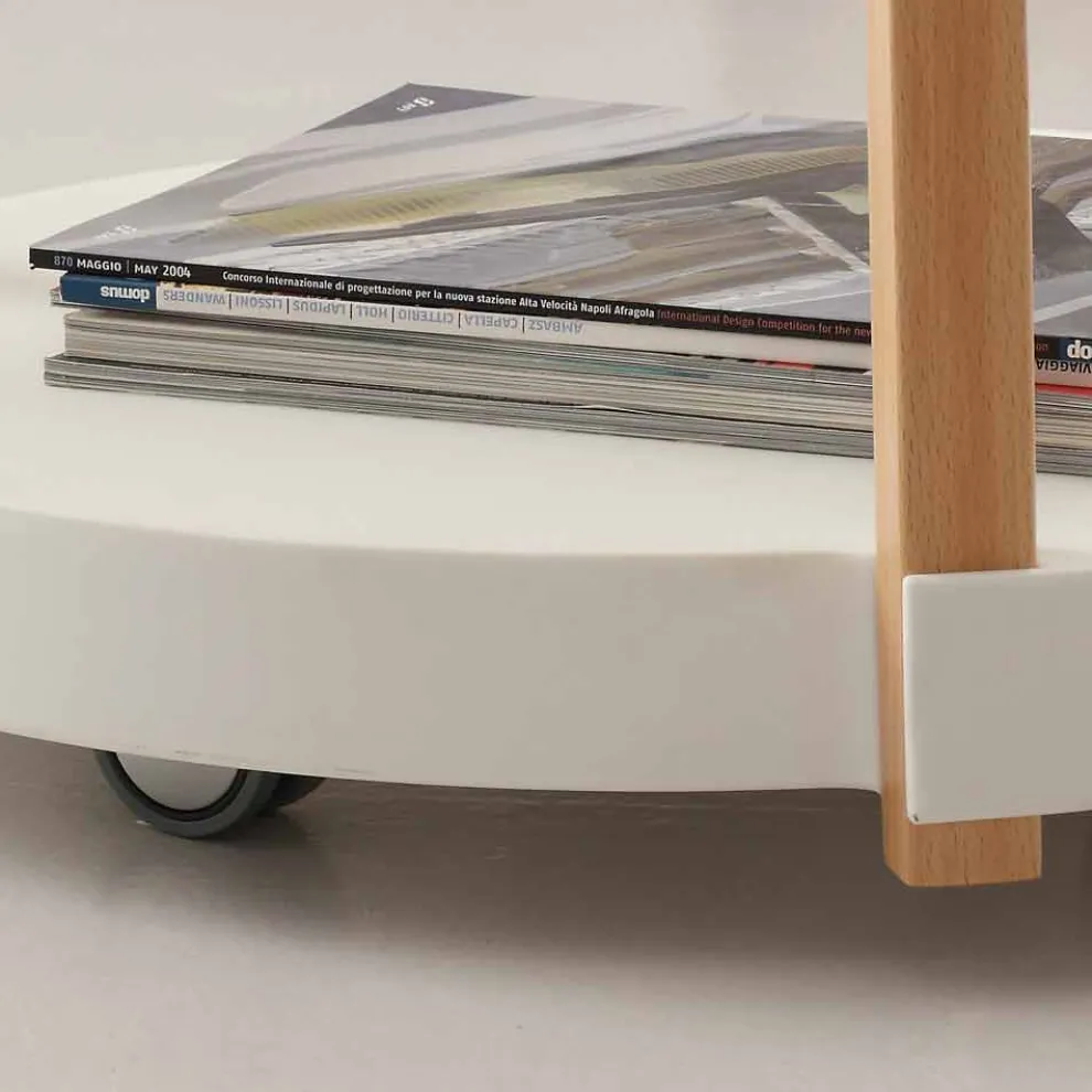 Wagen aus Buchenholz und Polypropylen weiß mit Rollen Pineto