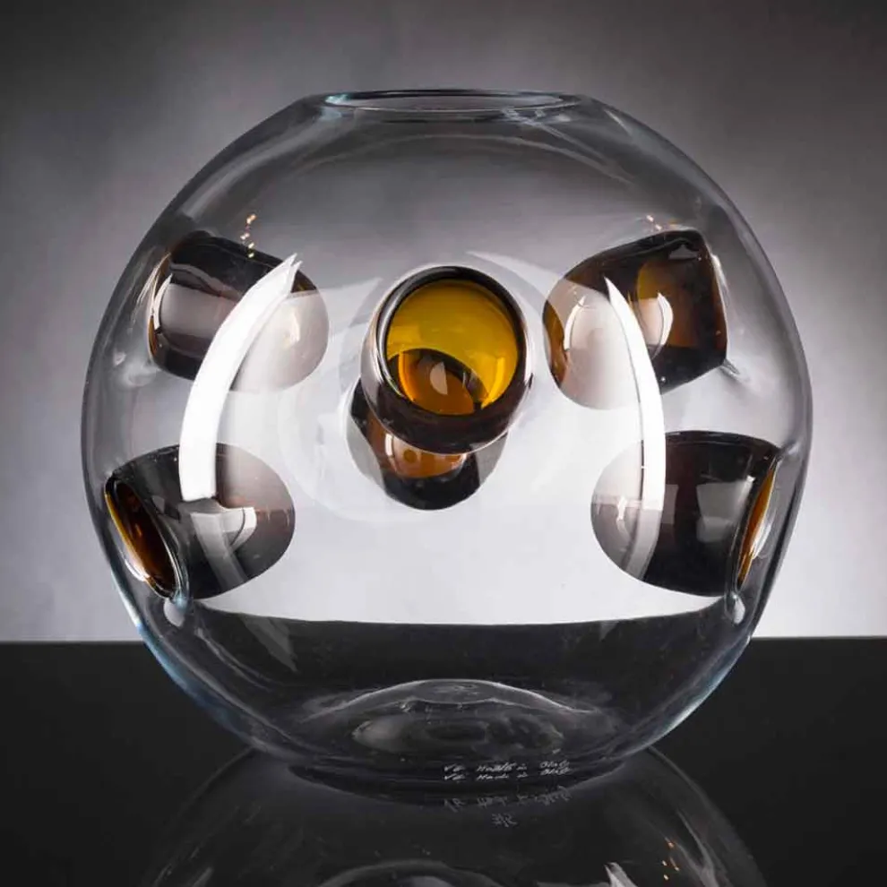 Runde Indoor-Vase aus mundgeblasenem Muranoglas Made in Italy - Kimo