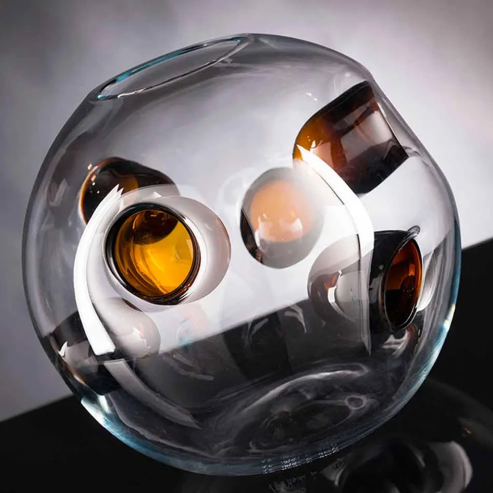 Runde Indoor-Vase aus mundgeblasenem Muranoglas Made in Italy - Kimo