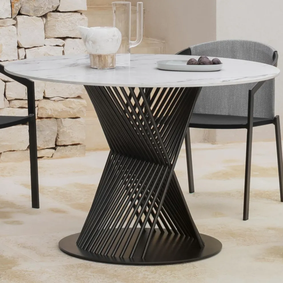 Outdoor-Esstisch aus Aluminium und Steinzeugplatte Made in Italy - Donovan