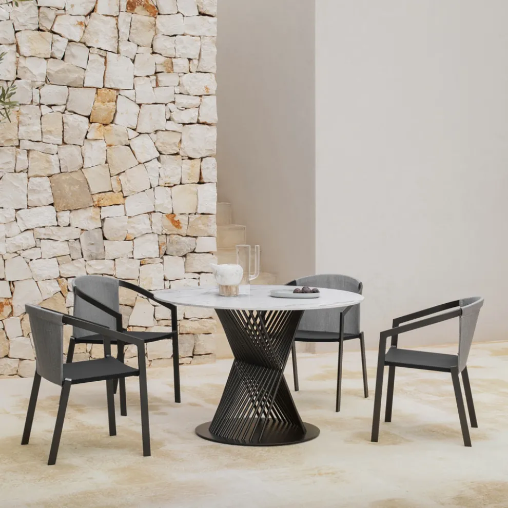 Outdoor-Esstisch aus Aluminium und Steinzeugplatte Made in Italy - Donovan