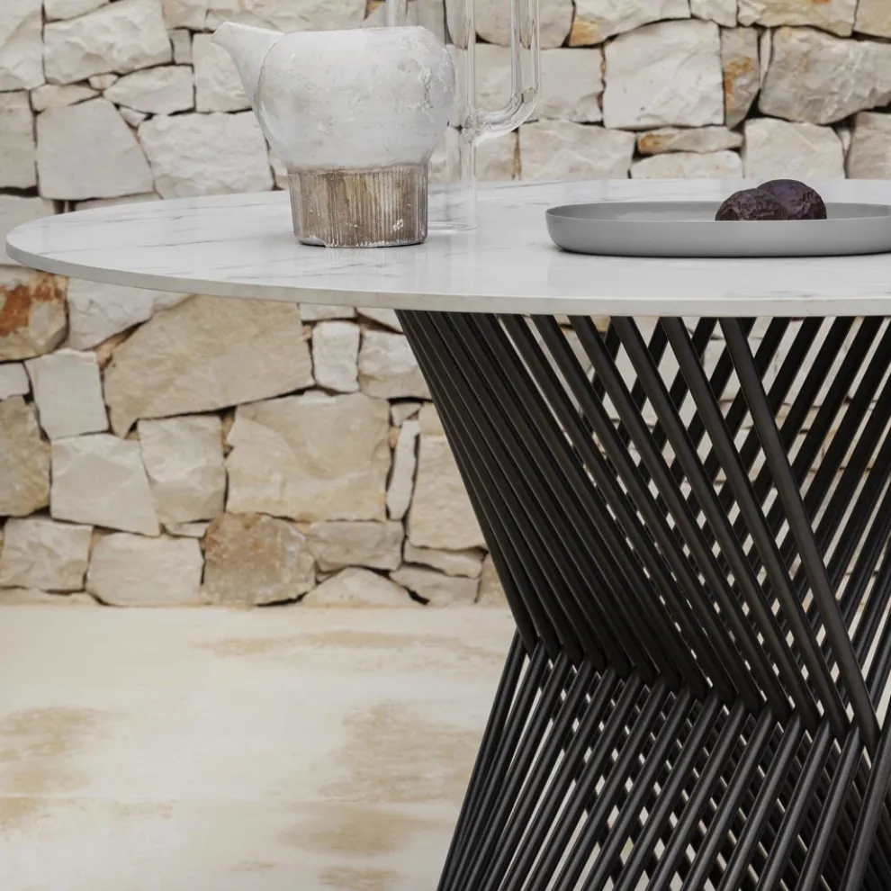 Outdoor-Esstisch aus Aluminium und Steinzeugplatte Made in Italy - Donovan