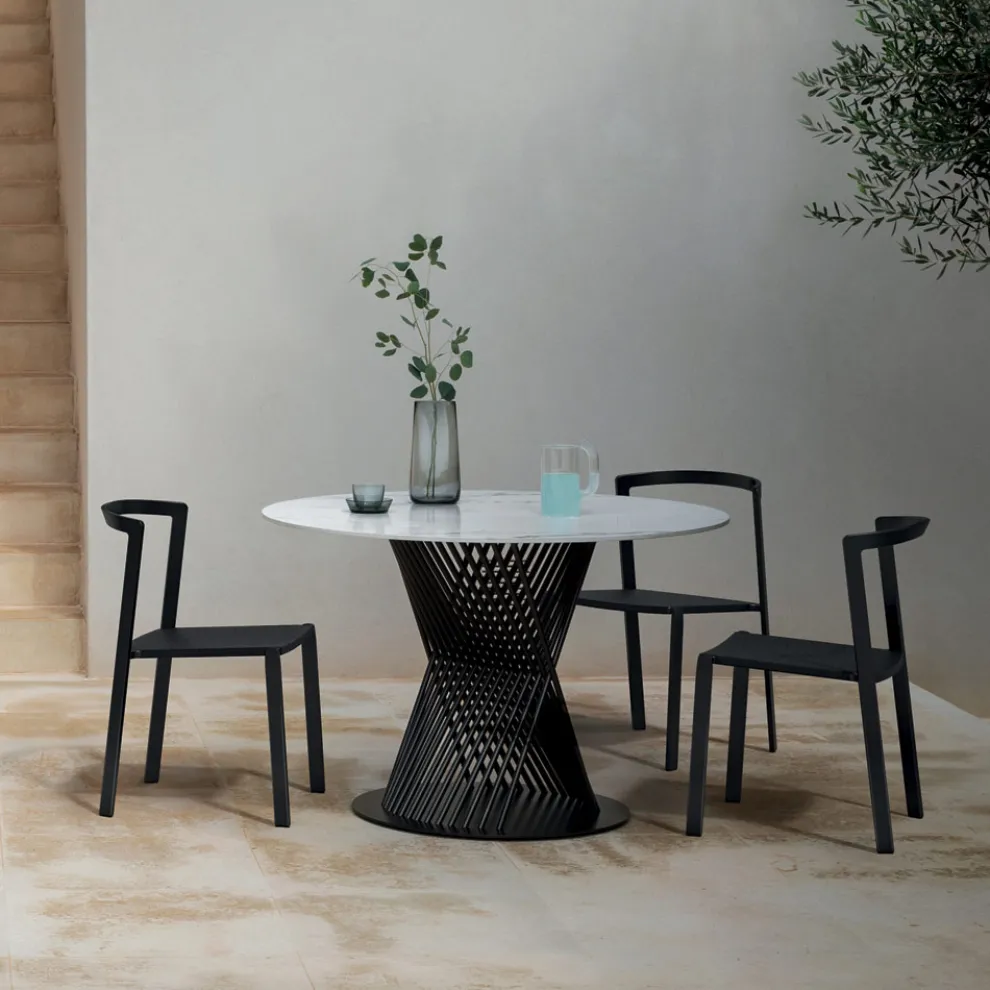 Outdoor-Esstisch aus Aluminium und Steinzeugplatte Made in Italy - Donovan