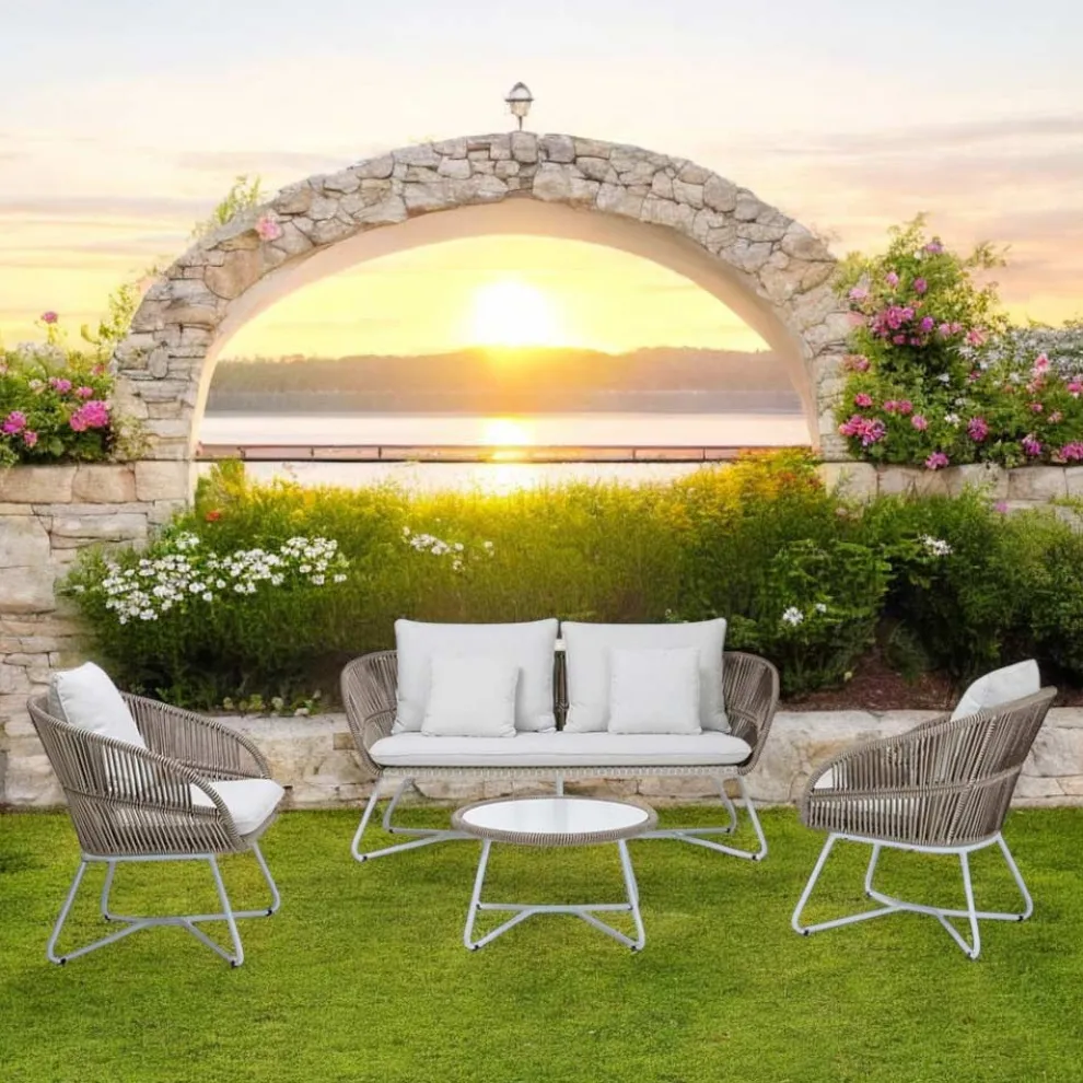 Gartenlounge aus Aluminium und Seilgeflecht - Alcor