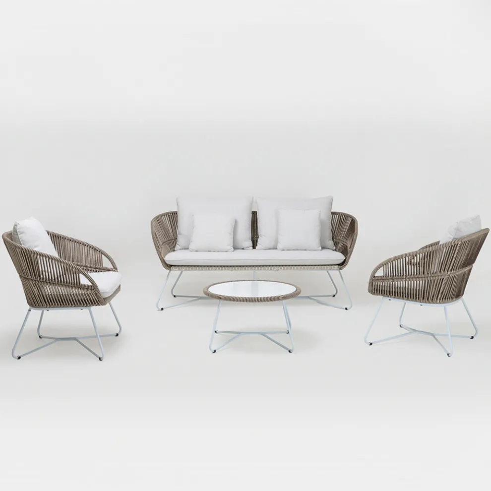 Gartenlounge aus Aluminium und Seilgeflecht - Alcor