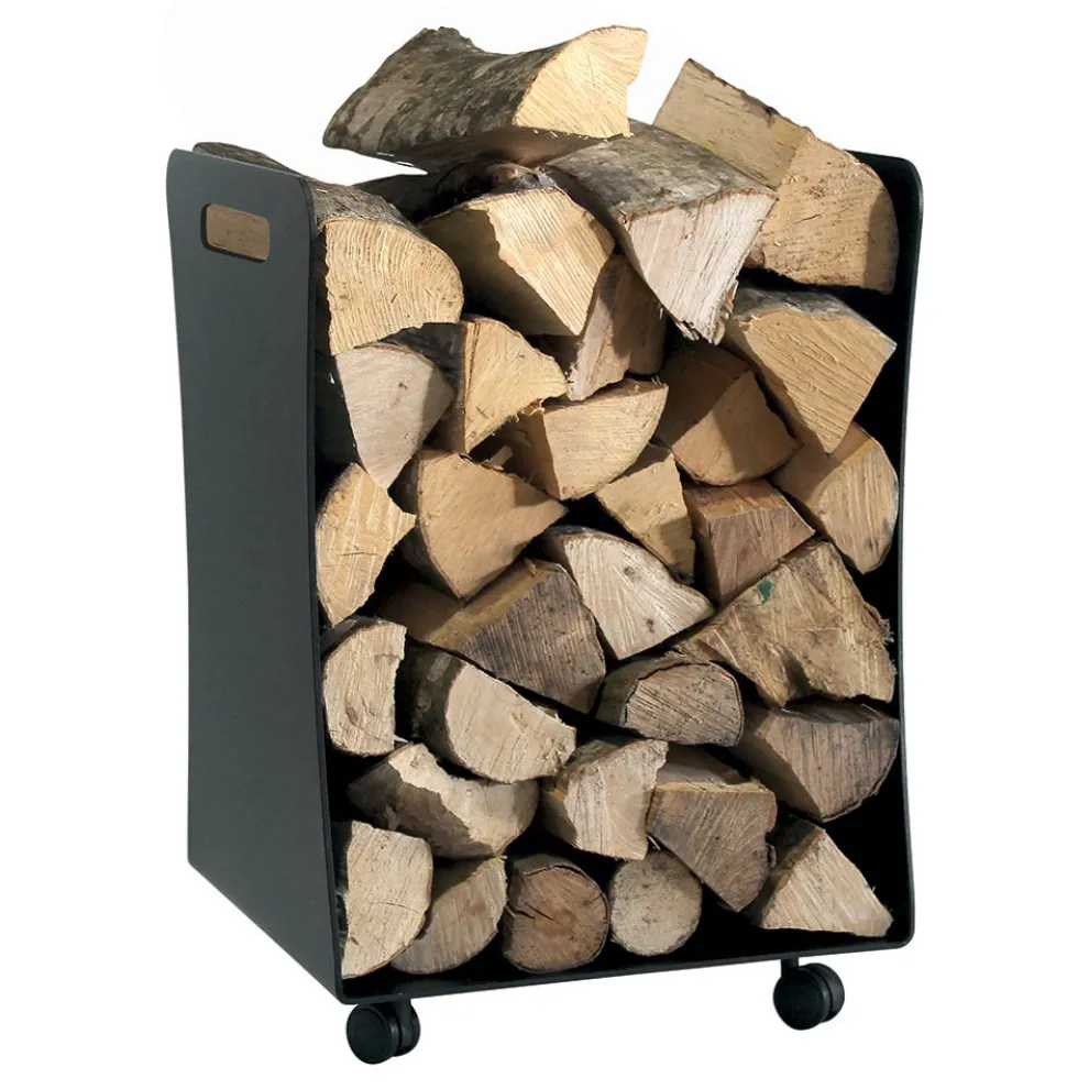 Holzhalter mit Rädern und Griffen aus Metall, hergestellt in Italien – Möwe