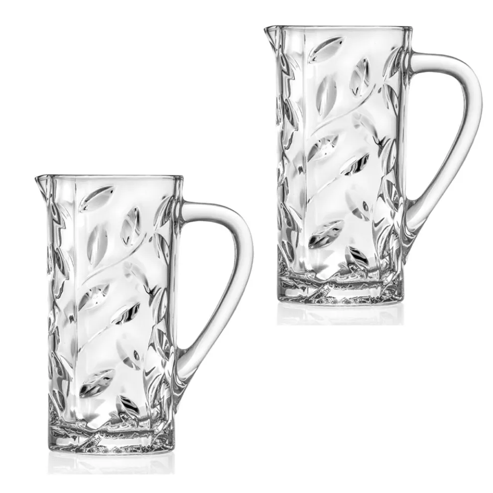 Ökologischer Kristallkrug mit Blattdekor in 2 Stück - Magnolio