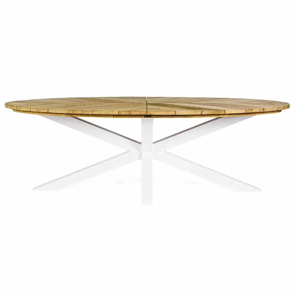 Gartentisch mit Teakholzplatte und Aluminiumfuß, Homemotion - Leotto