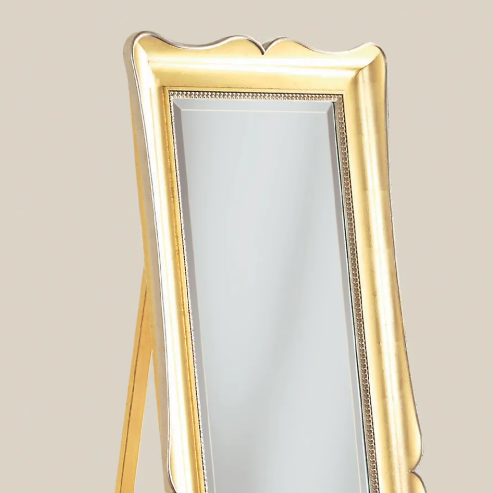 Klassischer Bodenspiegel aus Blattgoldholz Made in Italy - Florence