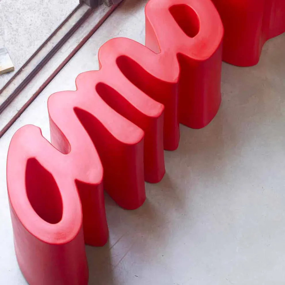 Design farbige Außen- / Innenbank Slide Amore