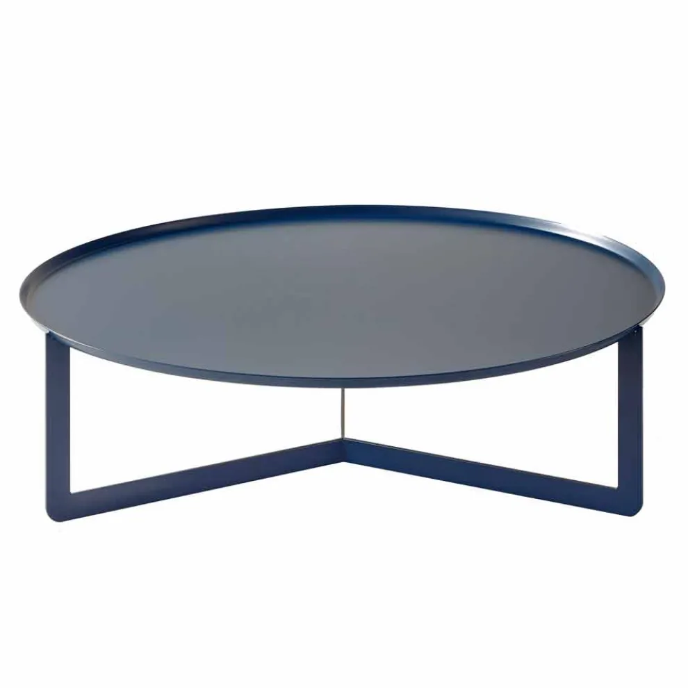 Niedriger runder Tisch im Freien aus farbigem Metall Made in Italy - Stephane