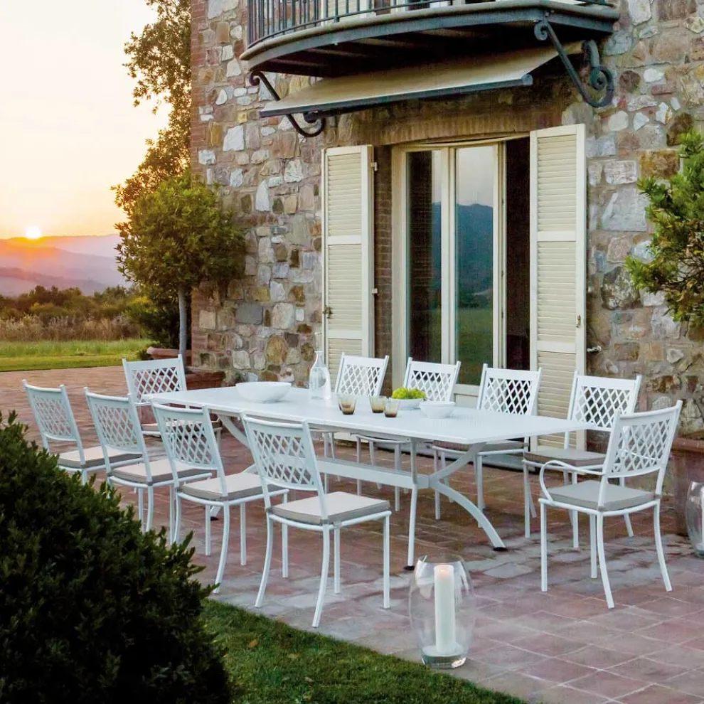 Ausziehbarer Gartentisch bis 320 cm aus verzinktem Stahl Made in Italy - Pearl