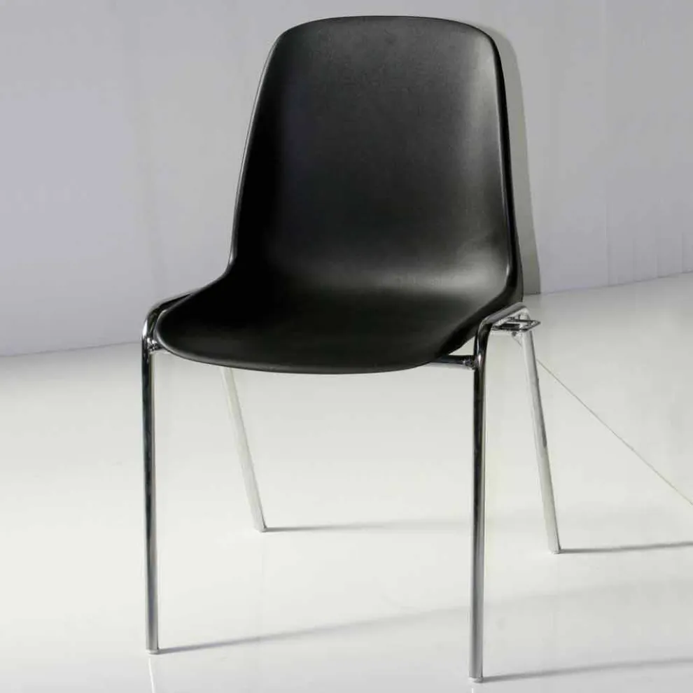Stuhl für Besprechungszimmer oder modernen Konferenzraum aus Metall und schwarzem ABS - Zetica