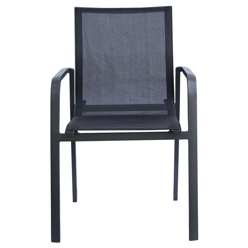 Stapelbarer Stuhl mit Aluminium und weißen oder grauen Textilene Armlehnen - Greenstyle