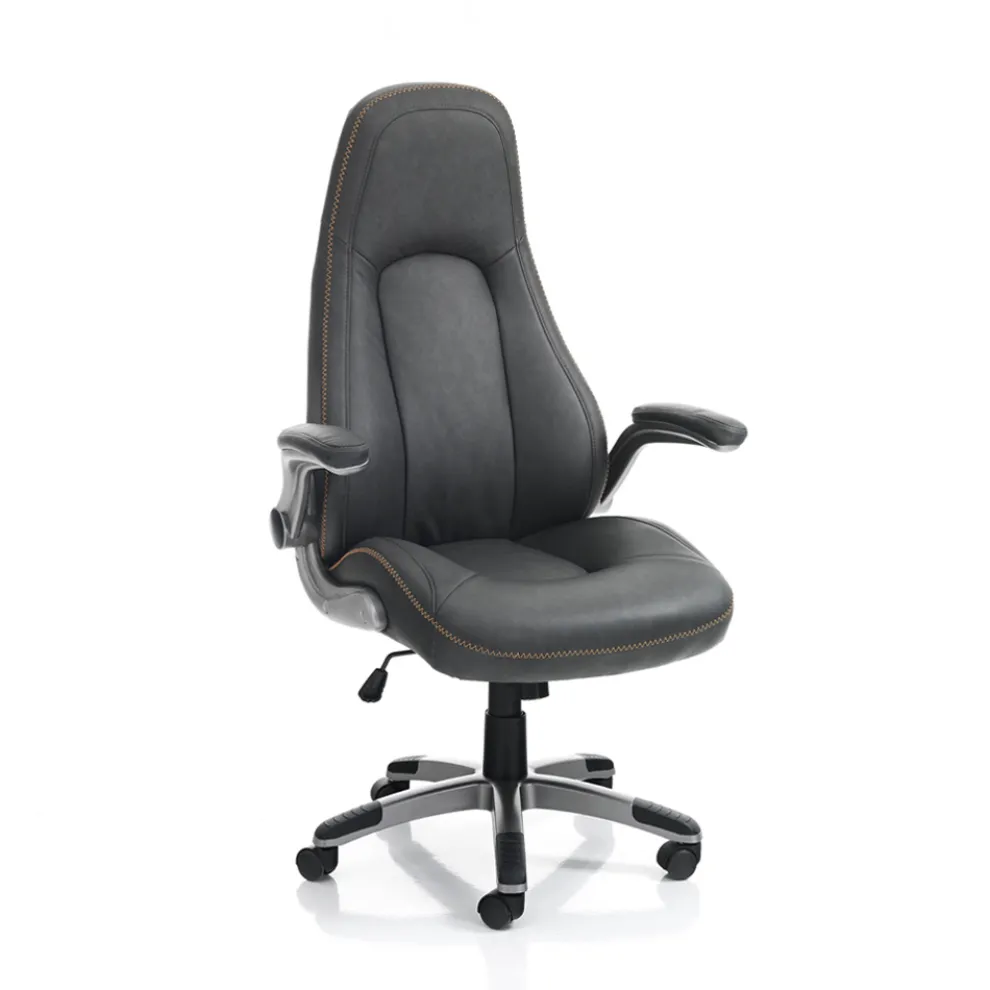 Sessel aus grauem Kunstleder mit gealtertem Effekt - Renio