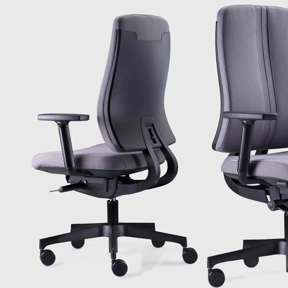 Ergonomischer moderner Bürodrehstuhl aus schwarzem feuerfestem Stoff - Menaleo