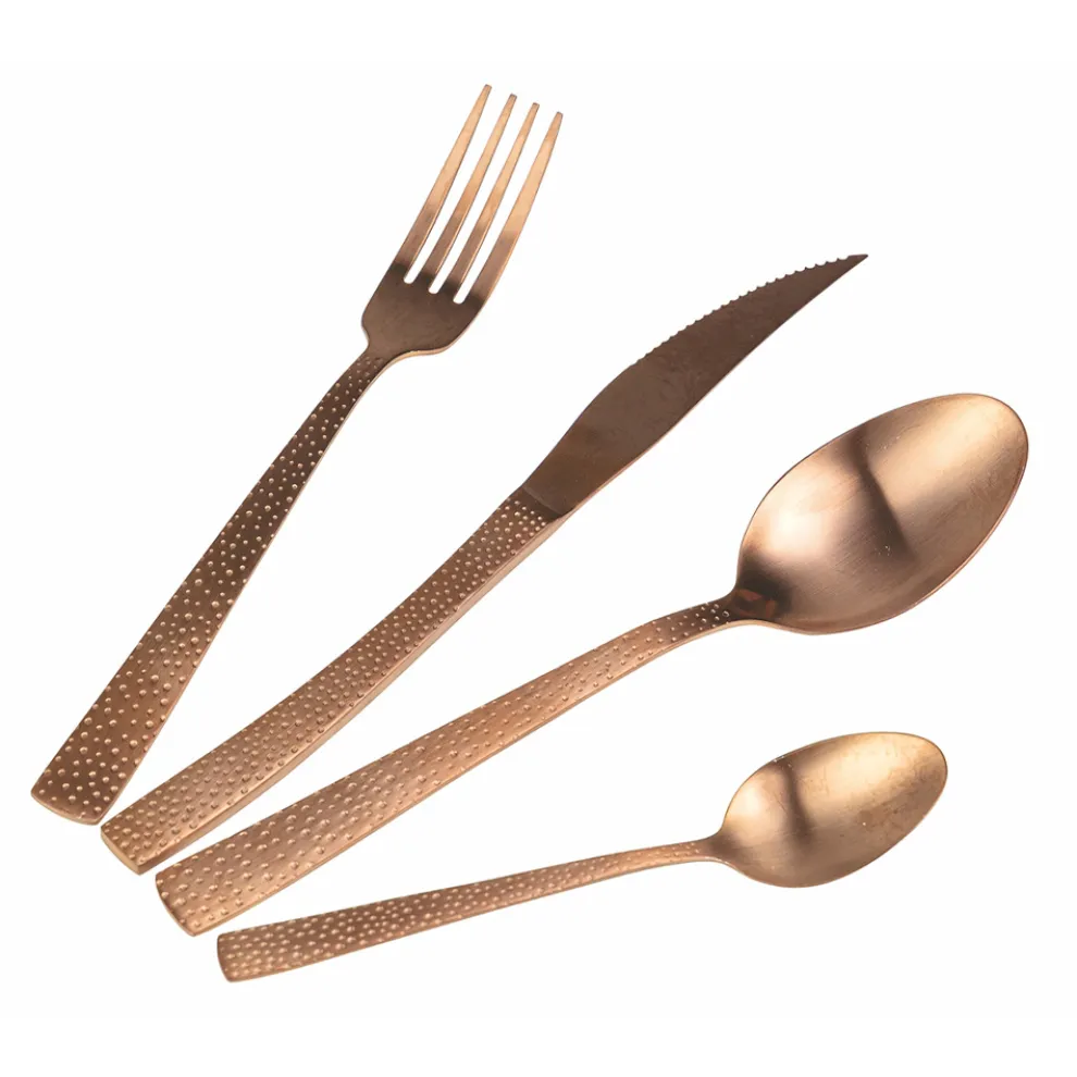 Besteckset aus mattem Kupferstahl in Schildpatt-Optik 24 teilig - Rock