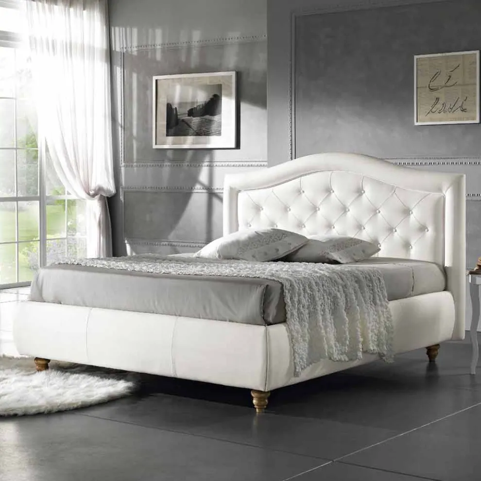 Gepolstertes Doppelbett aus Kunstleder mit Aufbewahrungsbox 160x190/200 cm Agly