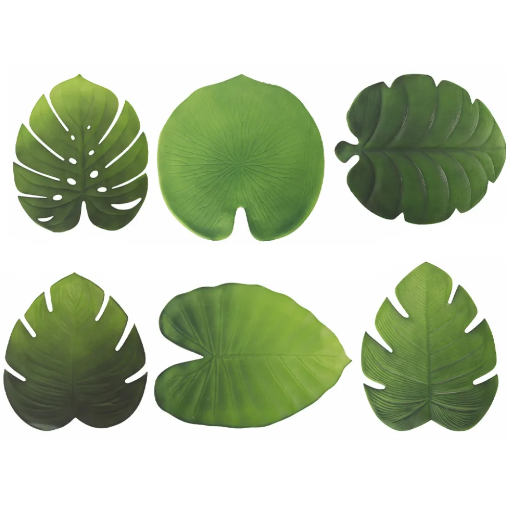 Pvc Frühstücks-Tischsets sortierte grüne oder schwarze Blätter 12 Stück - Esther