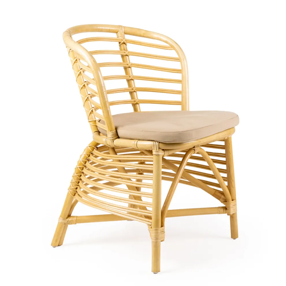 Stuhl für den Garten aus natürlichem Rattan mit Kissen inklusive - Torvi