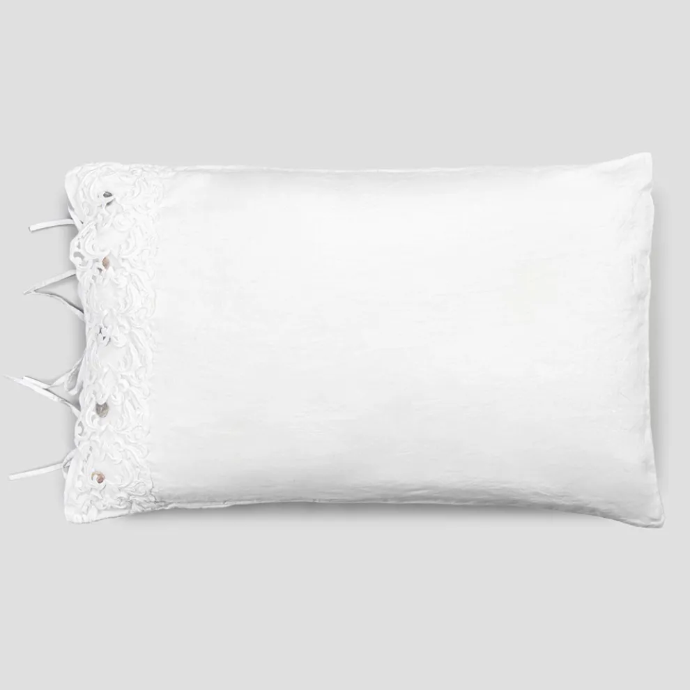 Bettwäsche Kissenbezug mit weißer Spitze, Luxus Design Made in Italy - Kiss