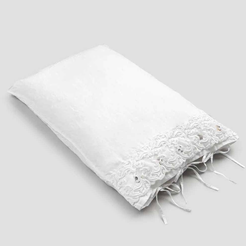 Bettwäsche Kissenbezug mit weißer Spitze, Luxus Design Made in Italy - Kiss