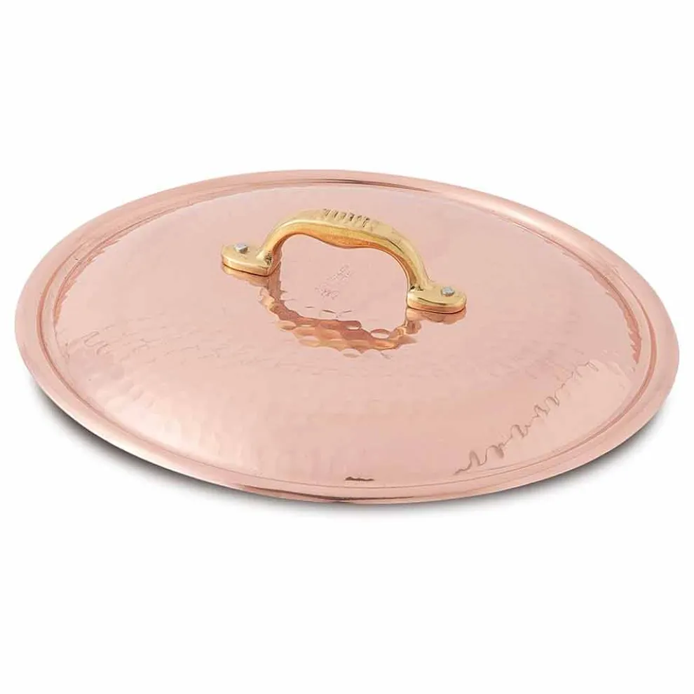 Mittlerer Topf aus verzinntem Kupfer von Hand rund mit 2 Griffen 24 cm - Gianfranco