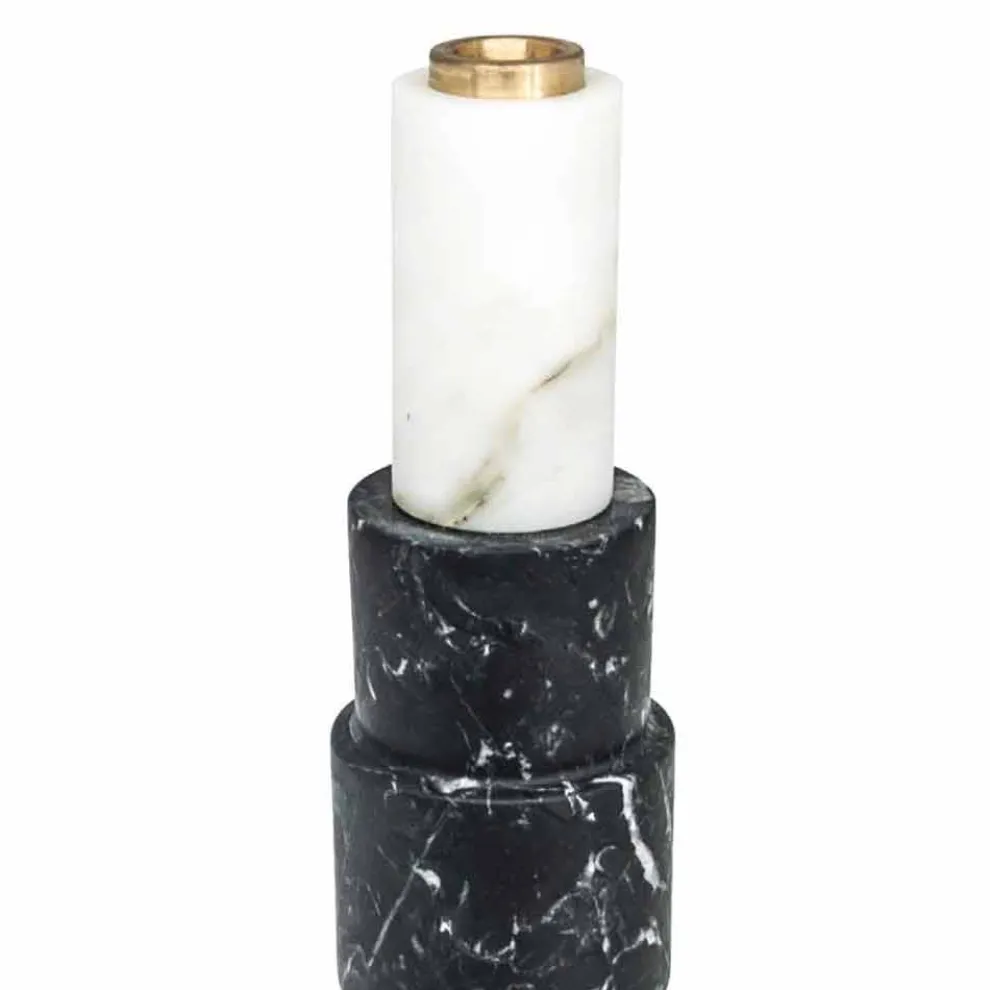 Kerzenhalter aus Carrara-Marmor, Marquinia-Marmor und Messing Made in Italy - Blaze