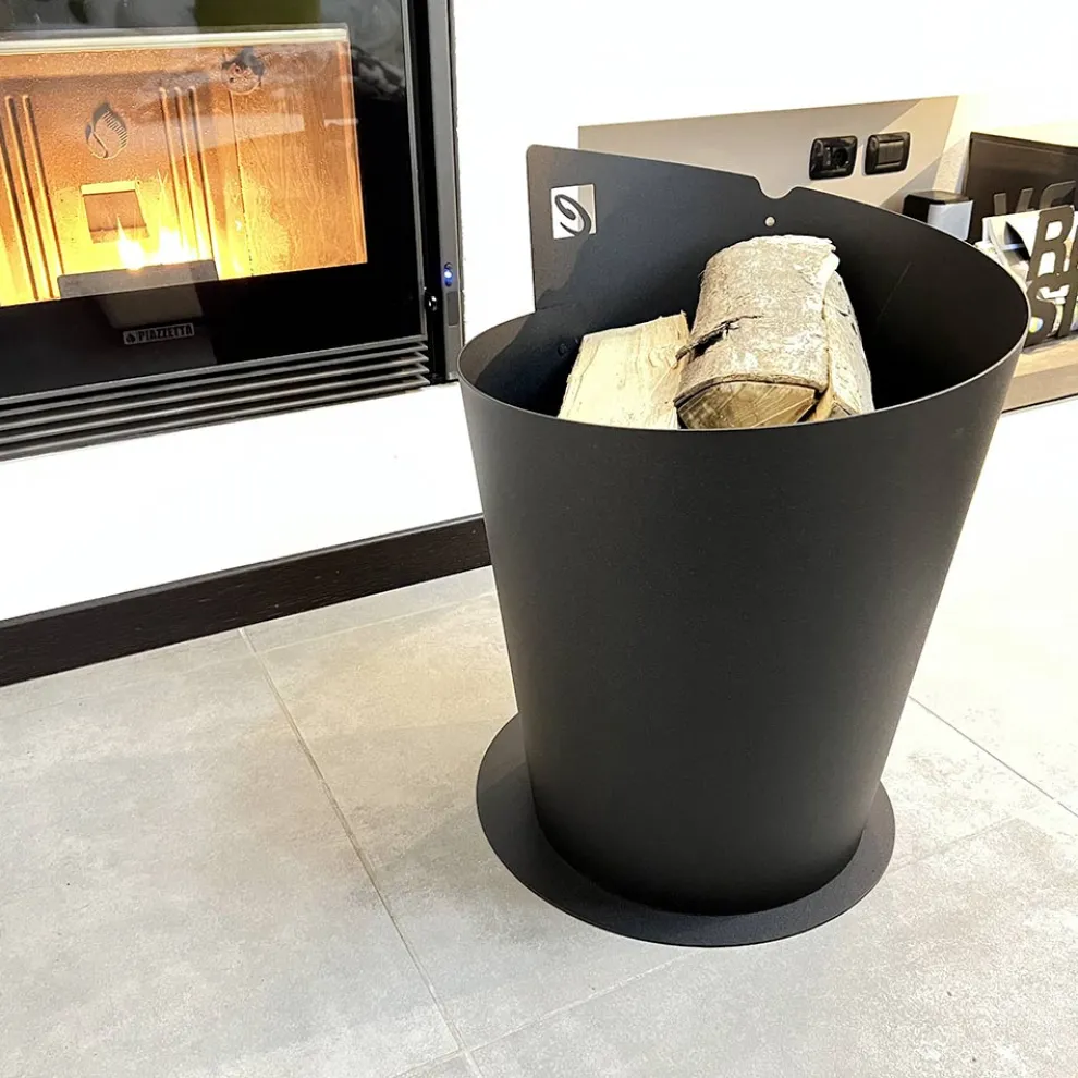 Runder Holzhalter für den Innenbereich Design aus Stahl - Favonio