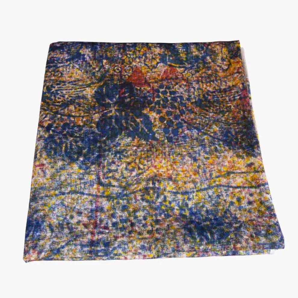 Hochwertige italienische handgefertigte Tischdecke mit handbedruckter Baumwolle