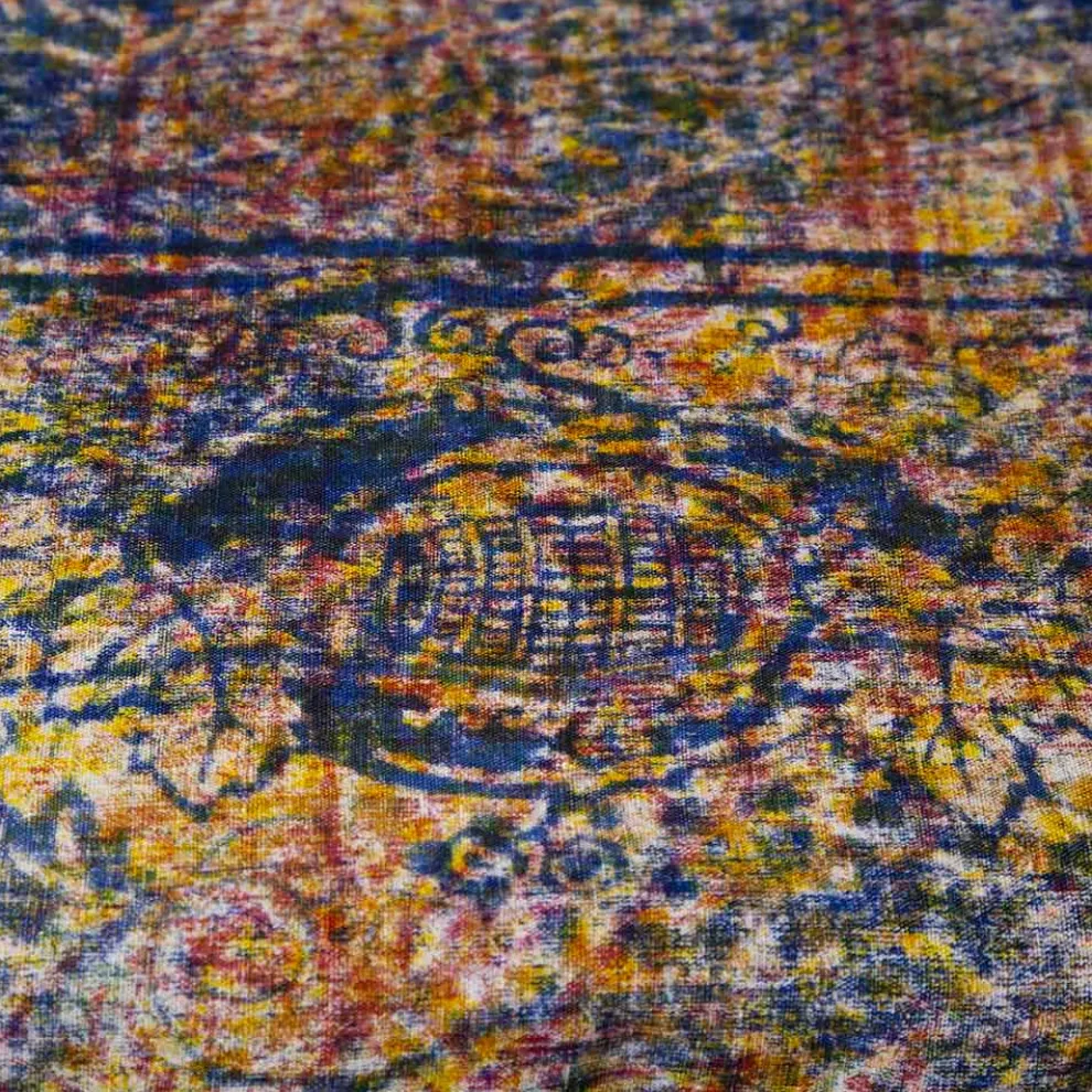 Hochwertige italienische handgefertigte Tischdecke mit handbedruckter Baumwolle